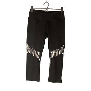 Reebok Black Gray Printed Capri Athletic Running Leggings Women’s Small
